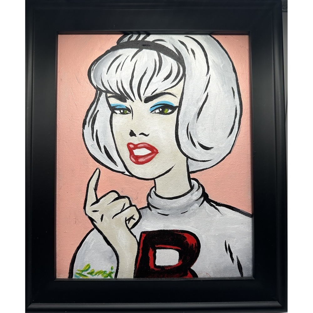 Original Chad Lenzi Art! Pretty In Pink  SignedFramed ! Comic Pop Art MCM!